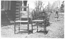 SA0643 - Two side chairs, one with a three slat back and the other with a two slat back.